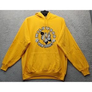 NJ Wildwood Beach‎ Hoodie Unisex L Yellow Wild Wood Kangaroo Pocket Drawstring